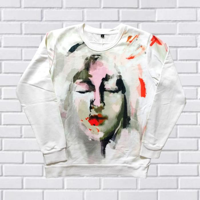 CREWNECK GIVENCHY FACE PRINT, SIZE S-M (SECOND BRANDED) PUTIH, CN0090
