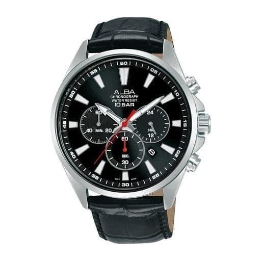 Jam Tangan Alba Men AT3G59 AT3G59X1 Black Leather