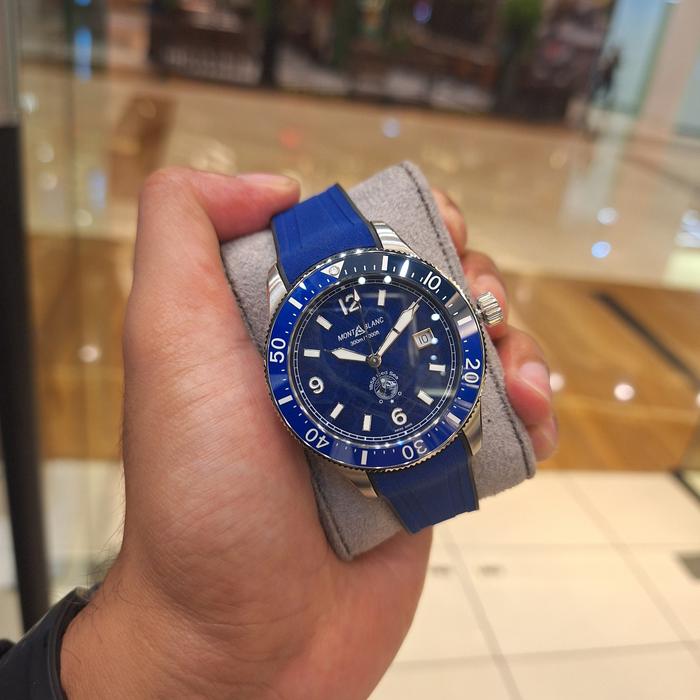 MONTBLANC Watch 1858 ICED SEA AUTOMATIC DATE Blue dial Stainless