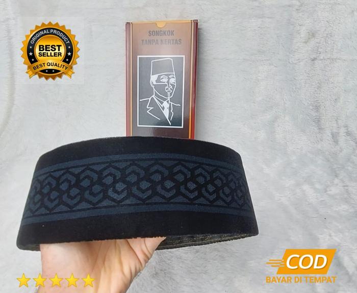 Songkok Kopyah Peci Hitam Awing Bordir Laser Diamond Premium Original