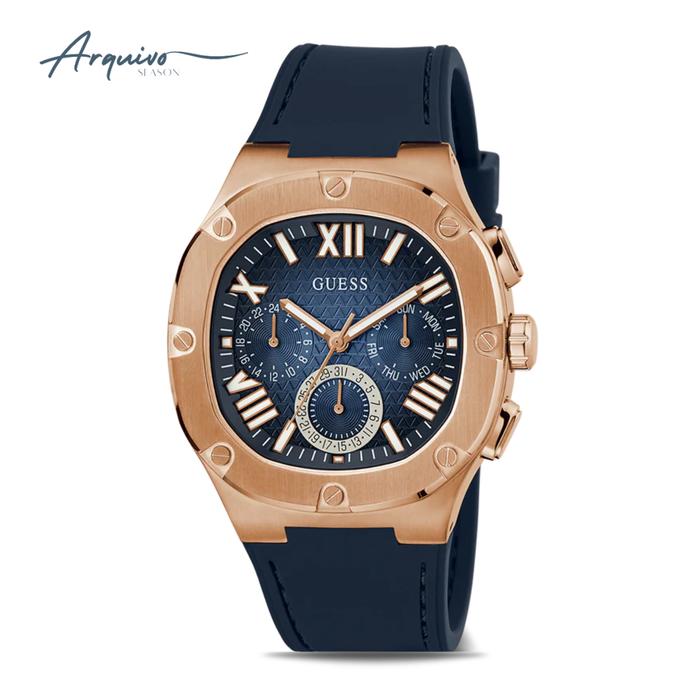 Jam Tangan Guess Pria Headline Chronograph Navy Rubber Sporty Mewah Casual Original GW0571G2