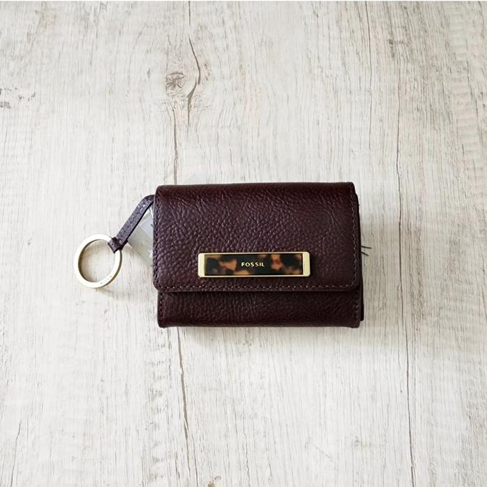 dompet wanita fossil blake small flap wallet henna ej