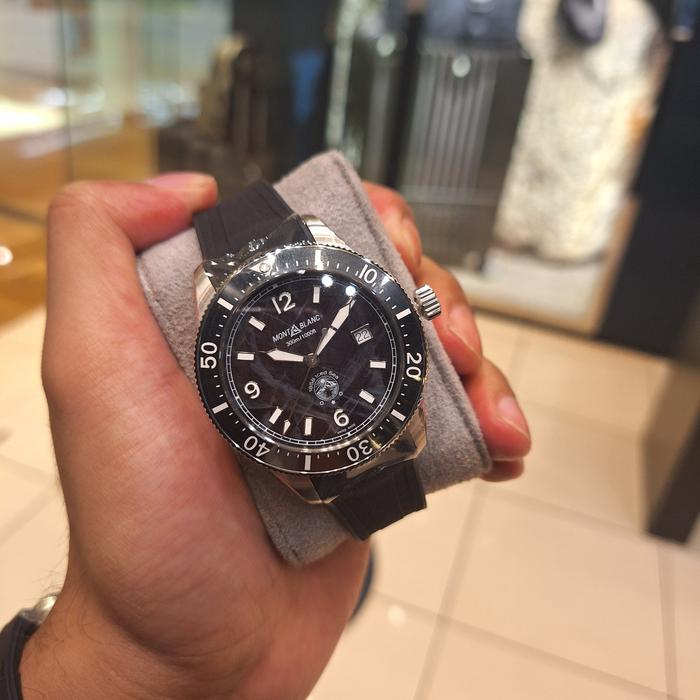 MONTBLANC watch 1858 ICED SEA AUTOMATIC DATE Black Crystal Stainless