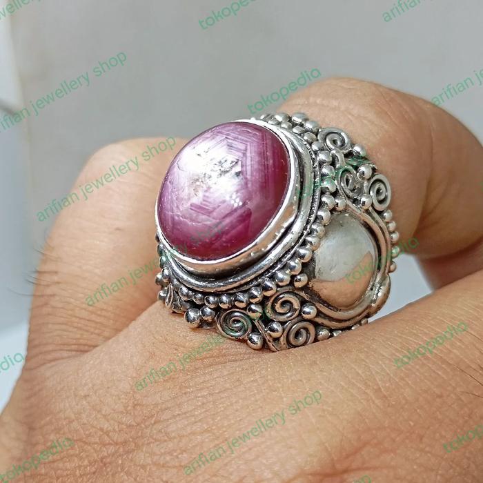 Ruby Star Corundum Jumbo Ring Perak Handmade