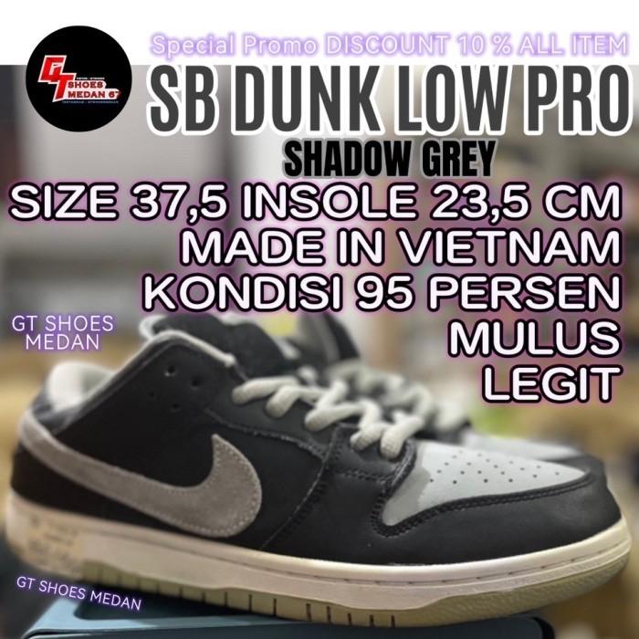 SB Dunk Low Pro shadow grey size 37,5 insole 23,5 cm made in Vietnam
