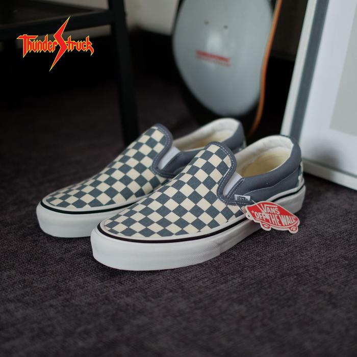 VANS SLIPON CHECKERBOARD BLUE MIRAGE ORIGINAL 100%