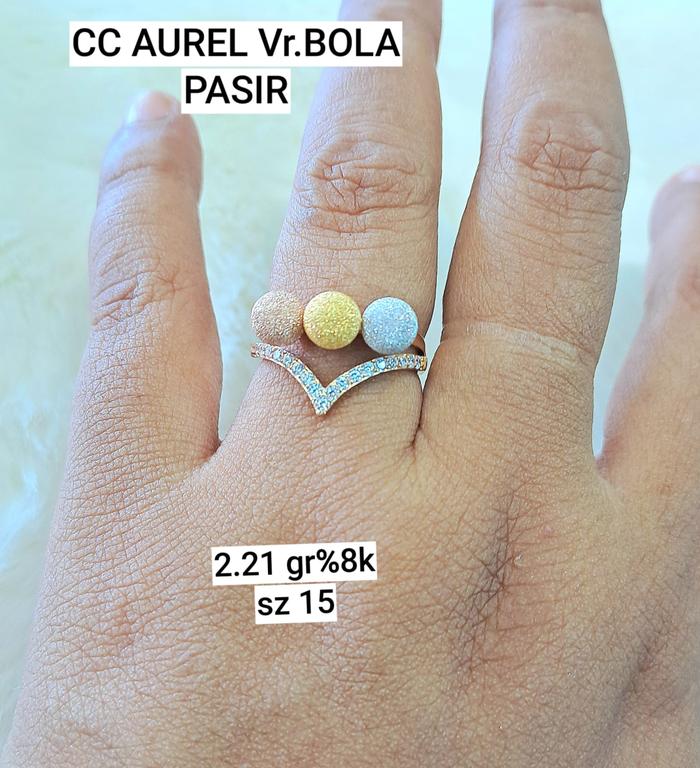 Cincin fashion wanita dewasa variasi bola pasir aurel kadar 375 8k
