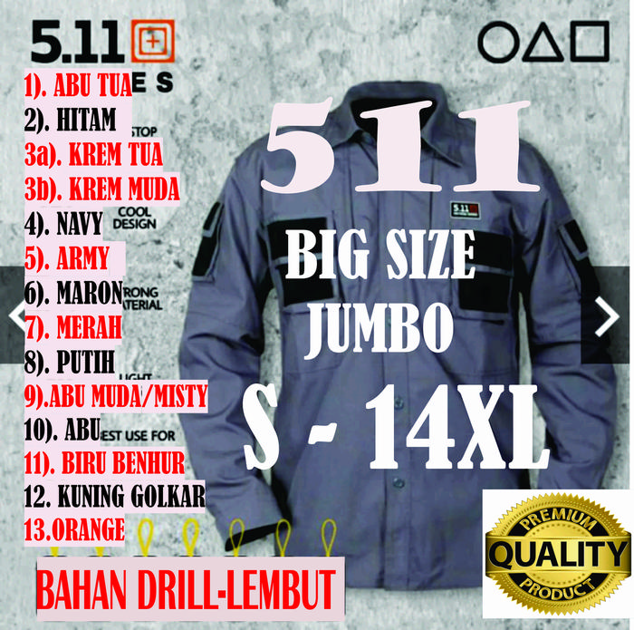 KEMEJA TACTICAL 511 TANGAN PANJANG BAJU PDL LAPANGAN BIG SIZE JUMBO Bahan Ribstop Kualitas Terbaik d