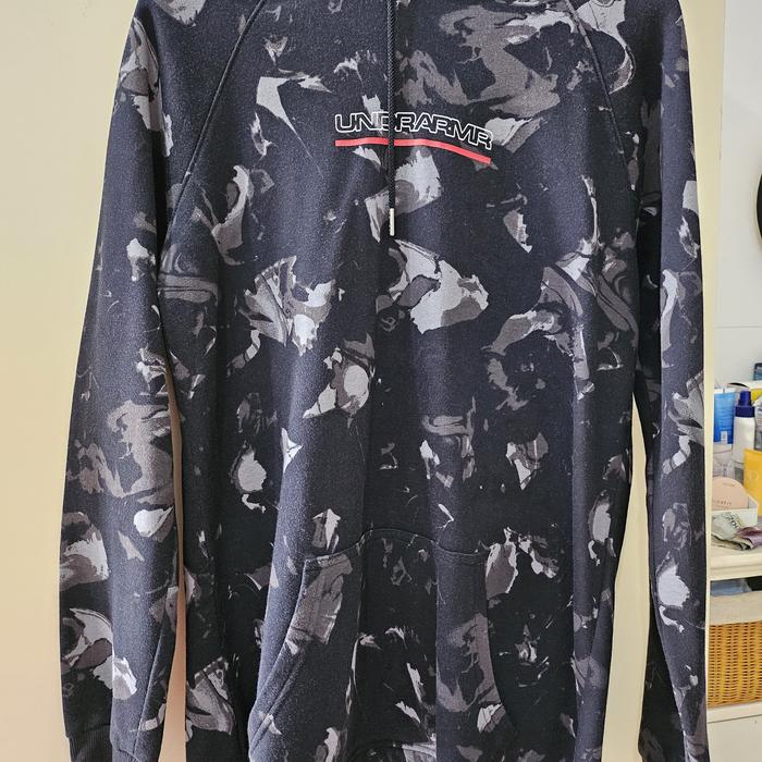 jaket pria under armour hitam hoodie