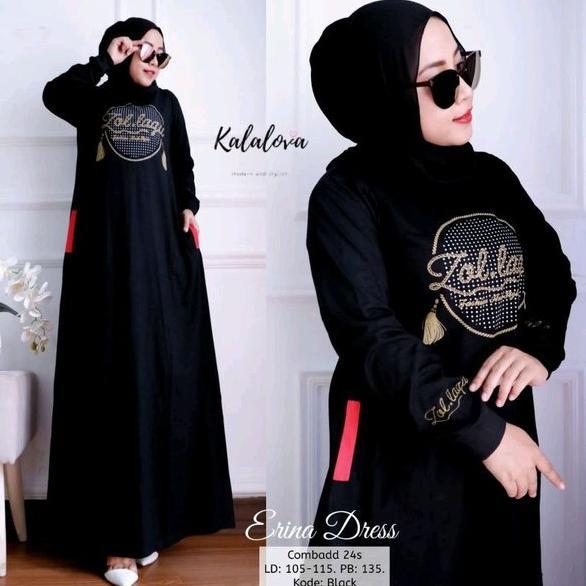 DUPBASIC GAMIS KAOS JADE - Gamis Hitam Polos Casual Sporty Syari
