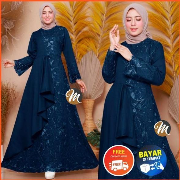 Gamis Brokat Baju Muslim Wanita Dress Brukat Jumbo Busui Model Terbaru