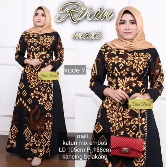 Baju dress gamis batik ririn maxi ukuran jumbo XXL ld 110