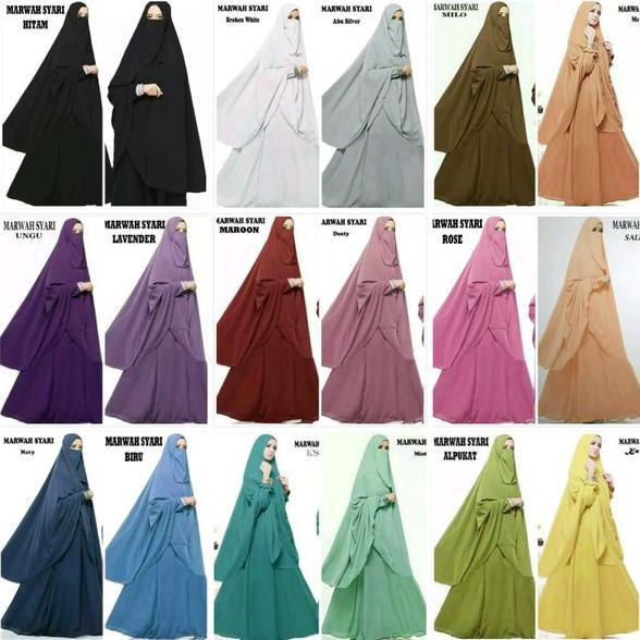 baju muslim gamis syari set cadar marwah