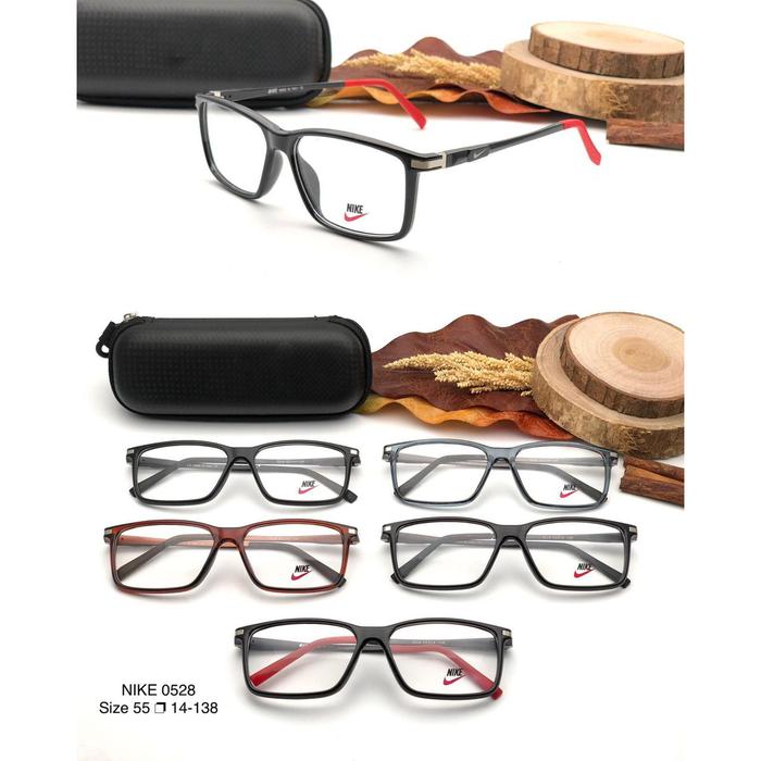 Frame Kacamata Nike 0528 Sporty Pria Kotak Minus Baca Anti Radiasi