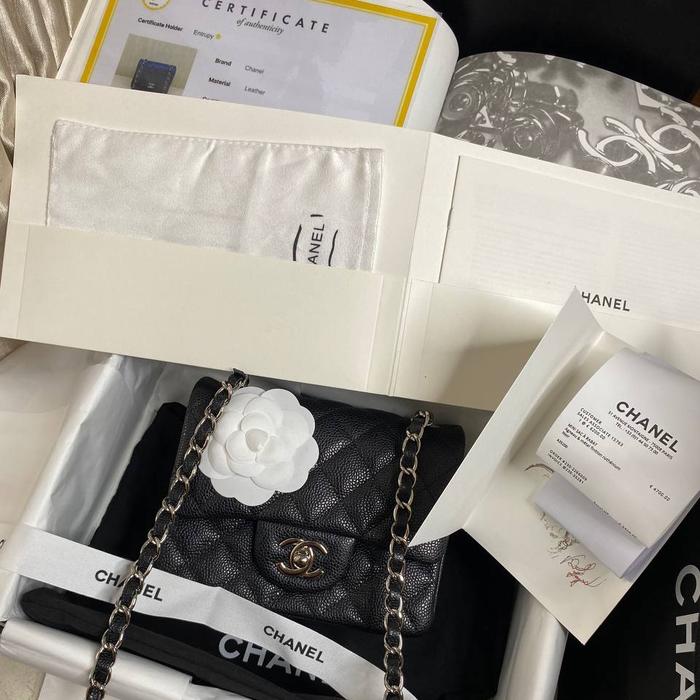 nego preloved rec 2023 chanel mini flap black caviar silver hardware