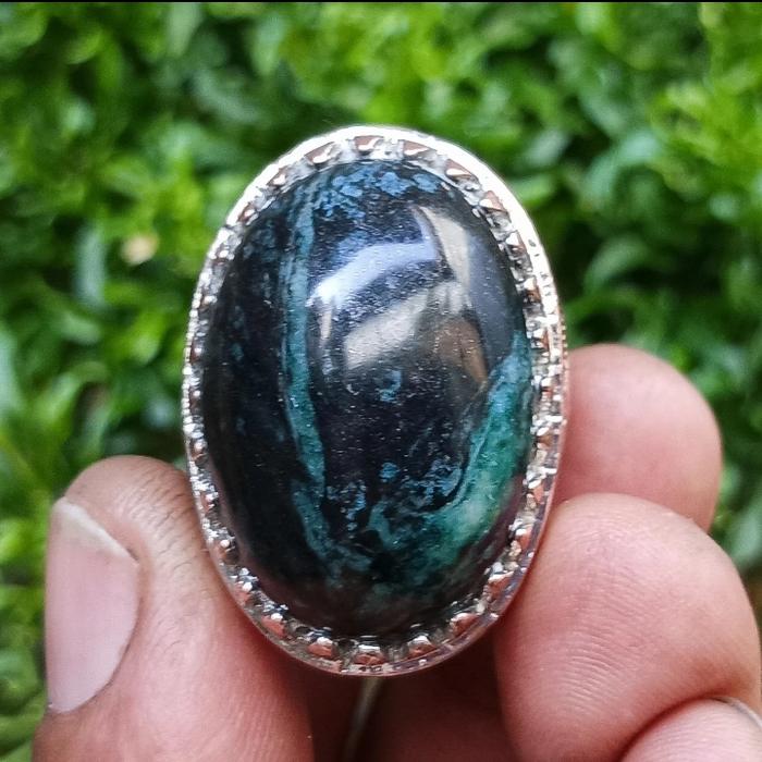ASLI BATU AKIK GREEN HEMATITE MULUS 3cm Ring.8