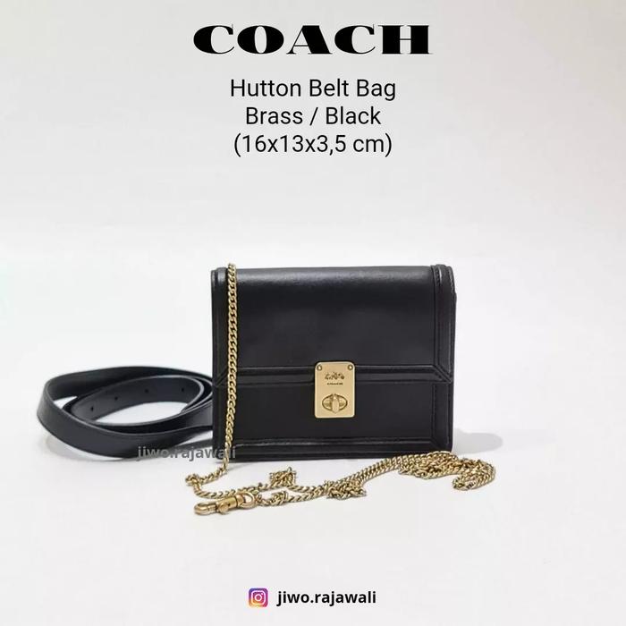 Tas Selempang Tas Pinggang Hitam COACH HUTTON BELT BAG BRASS / BLACK