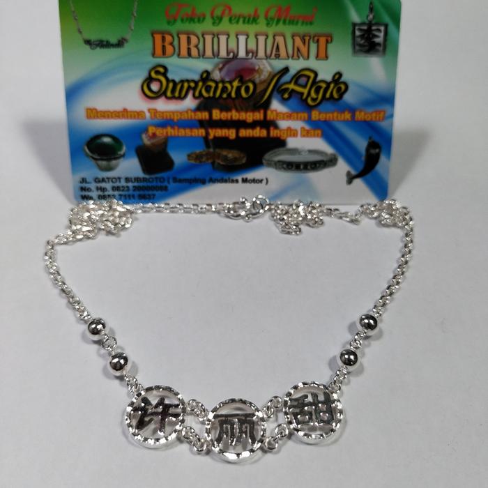 kalung nama huruf mandarin perak murni