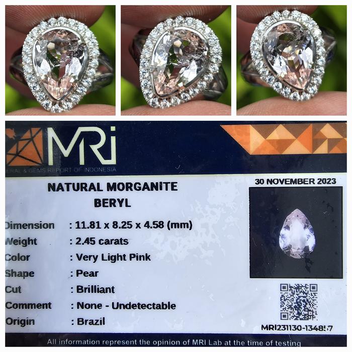 Batu Morganite Beryl Lady Ring Memo 2.45 crt