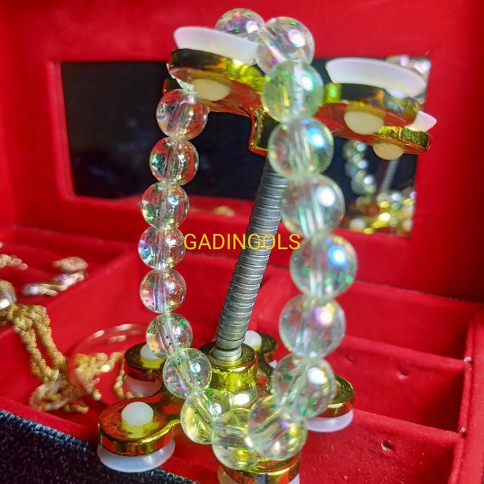 Gelang manik-manik aklirik kristal bening buble gum pelangi