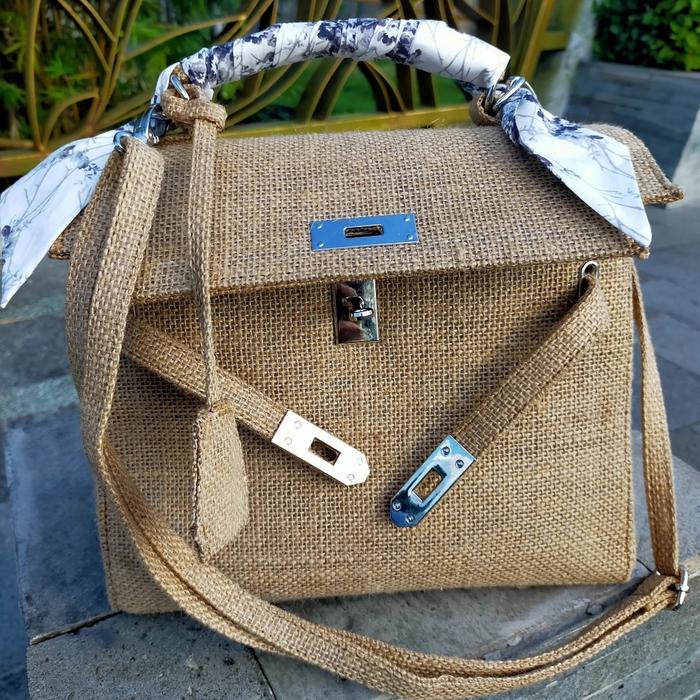 tas handmade burlap jute bag