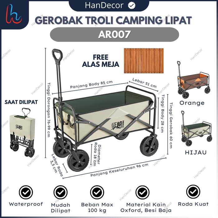 Keranjang Camping Gerobak Lipat AR007 Box Camping 100kg Outdoor | Troli Lipat Camping | Gerobak Doro
