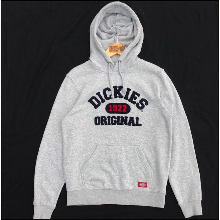 Sweater Hodie Bordir DICKIES 1922 Abu Cotton Fleece Pria Wanita Dewasa Jaket Hoodie Atasan Laki Pere