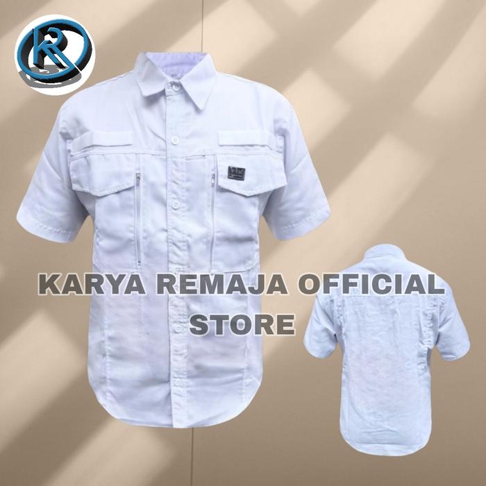 Kemeja Pendek Premium Model W-TAC PUTIH kemeja Pendek Lapangan Terbaru