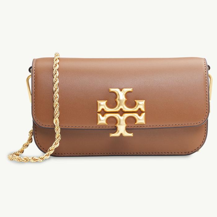 TORY BURCH Eleanor Chain-Link Crossbody Bag in Moose GHW