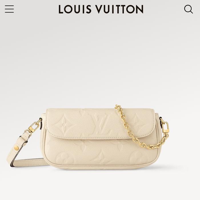 Dompet Ladies LV Louis Vuitton Wallet on Chain Ivy Creme Monogram
