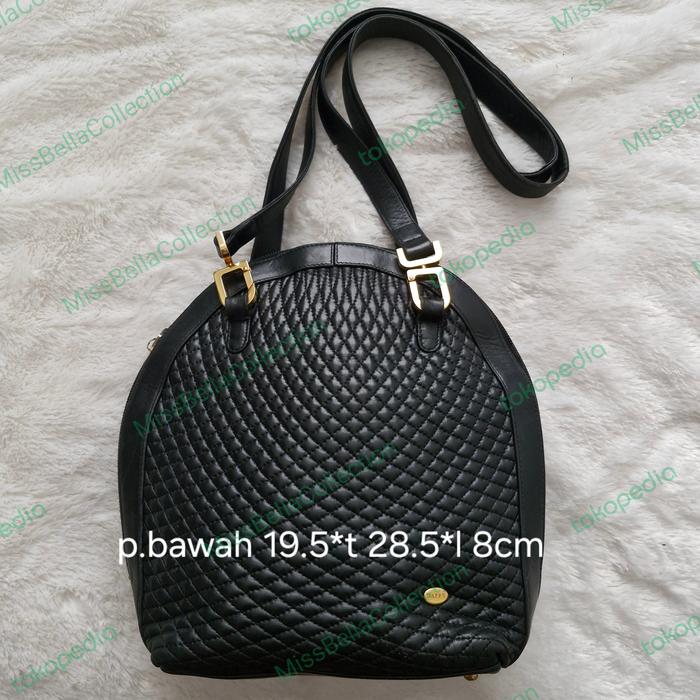 Tas bahu kulit asli Bally Vintage Black
