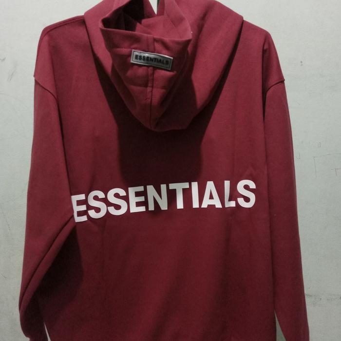 jaket hoodie essen unisex maroon new branded