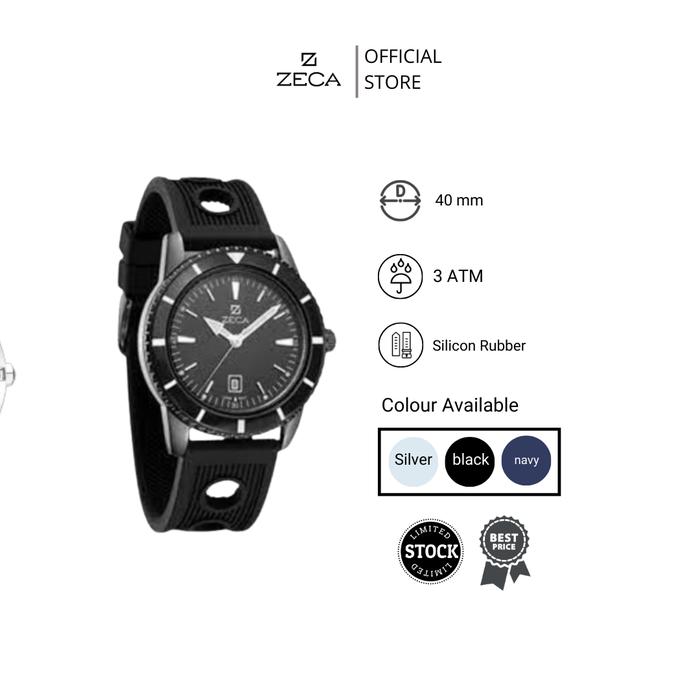 Zeca Jam Tangan Pria Rubber Analog original Bergaransi Anti Air 205M