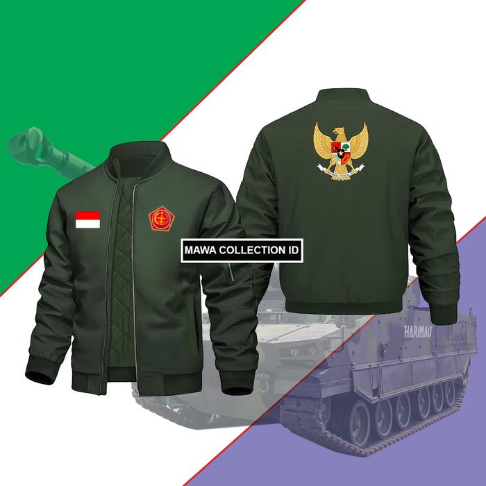 Jaket Pria Wanita Bomber Waterproof TNI Top Gun Army Indonesia Terbaru