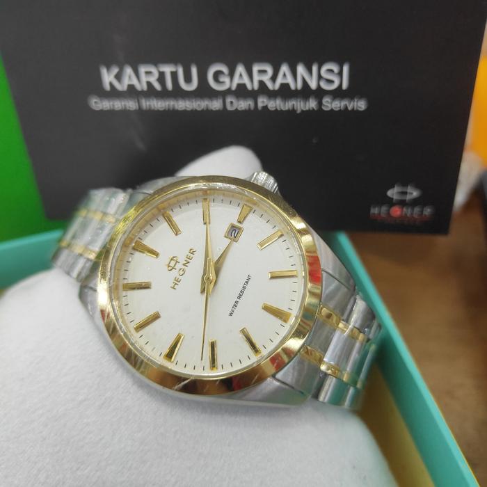 Jam Tangan Wanita Hegner 1678 Silver Gold Original