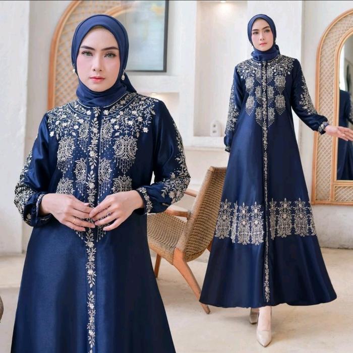 Gamis Lebaran 2026 Cristal Silk Premium Motif Bordir Pintu Aceh Dress Muslim