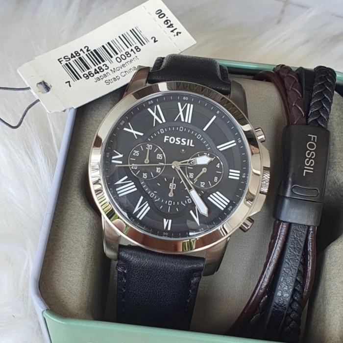 Jam Tangan Pria FS4812 4812 Giftset Kulit Stainless Watches