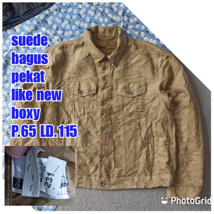 jaket work kerja casual trucker suede not corduroy gu general uniqlo