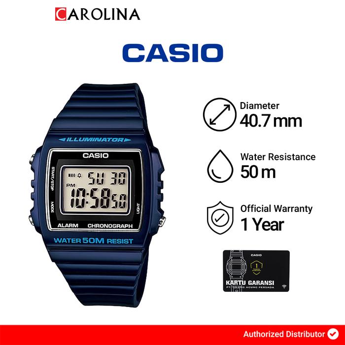 Jam Tangan Pria Casio General W-215H-2A WR 50M Digital Dial Blue Resin