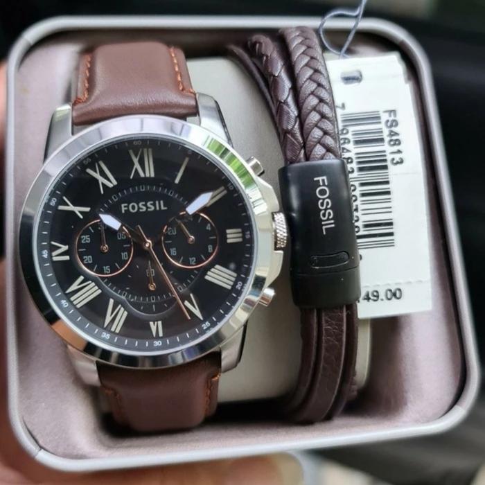 Jam Tangan Pria FS4813 4813 Giftset Kulit Stainless Watches
