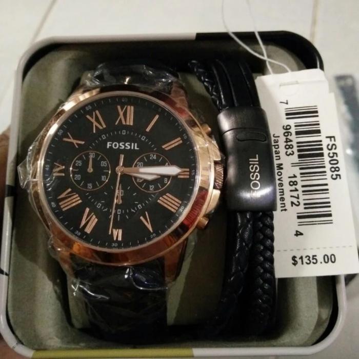Jam Tangan Pria FS5085 5085 Giftset Kulit Stainless Watches