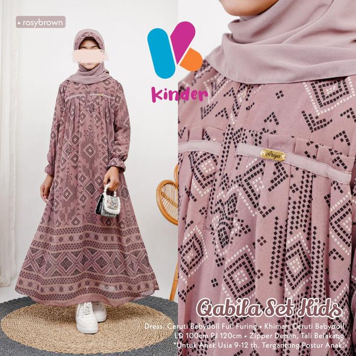 Qabila set kids setelan dress anak perempuan baju lebaran cantik 12/3