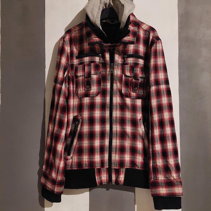 jaket flanel berhoodie