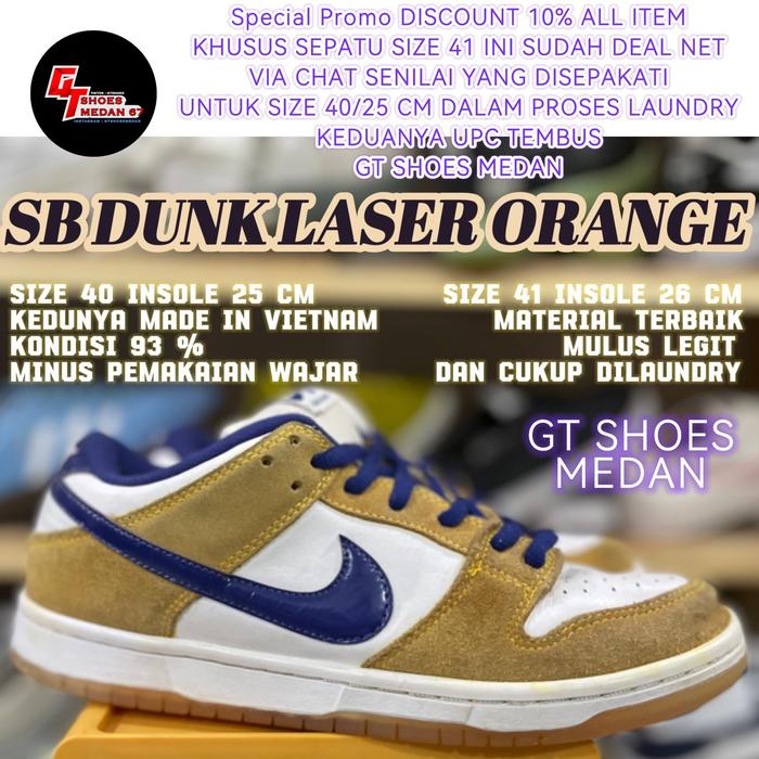 SB Dunk Low Pro Laser Orange sisa size 40/25 cm made in  Vietnam
