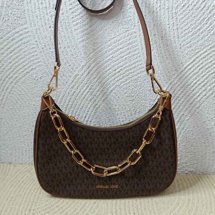 TAS WANITA MK CORA LARGE ZIP POUCHETTE BROWN