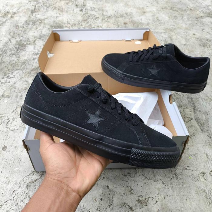 Converse One Star Pro Ox Suede Full Black/All Black Original Resmi