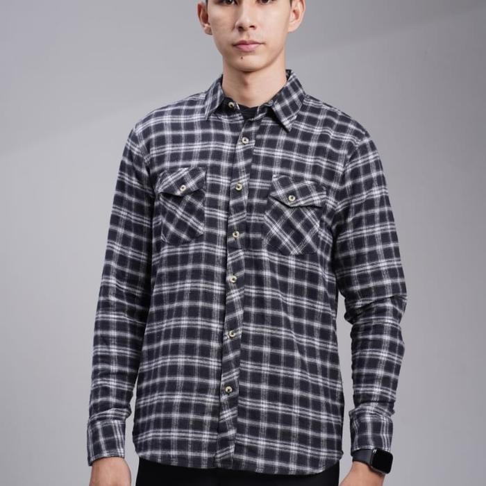 Kemeja Flannel Pria Nine Houston - Kemeja Lengan Panjang