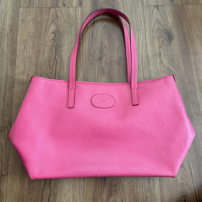 tas salvatore ferragamo leather medium tote bag pink original