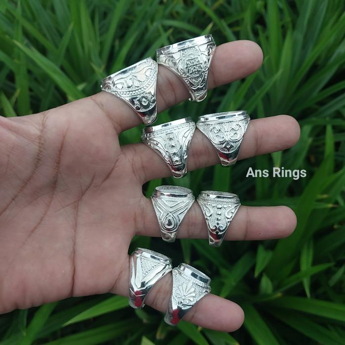 Ring Cincin Cangkang Emban Akik Alpaka Super Sepuh Perak