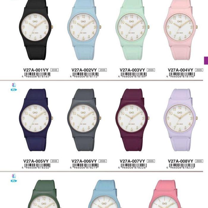 Jam tangan wanita dan pria qq qnq Q&Q v27 original anti air strap